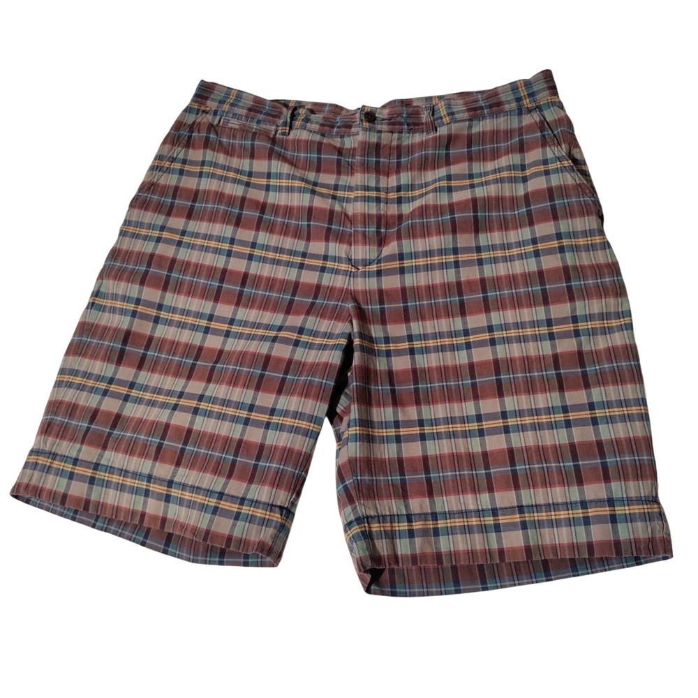 Polo Ralph Lauren Mens 36 (36"x9.5") Plaid Shorts Multi-Color Cotton Flat Front